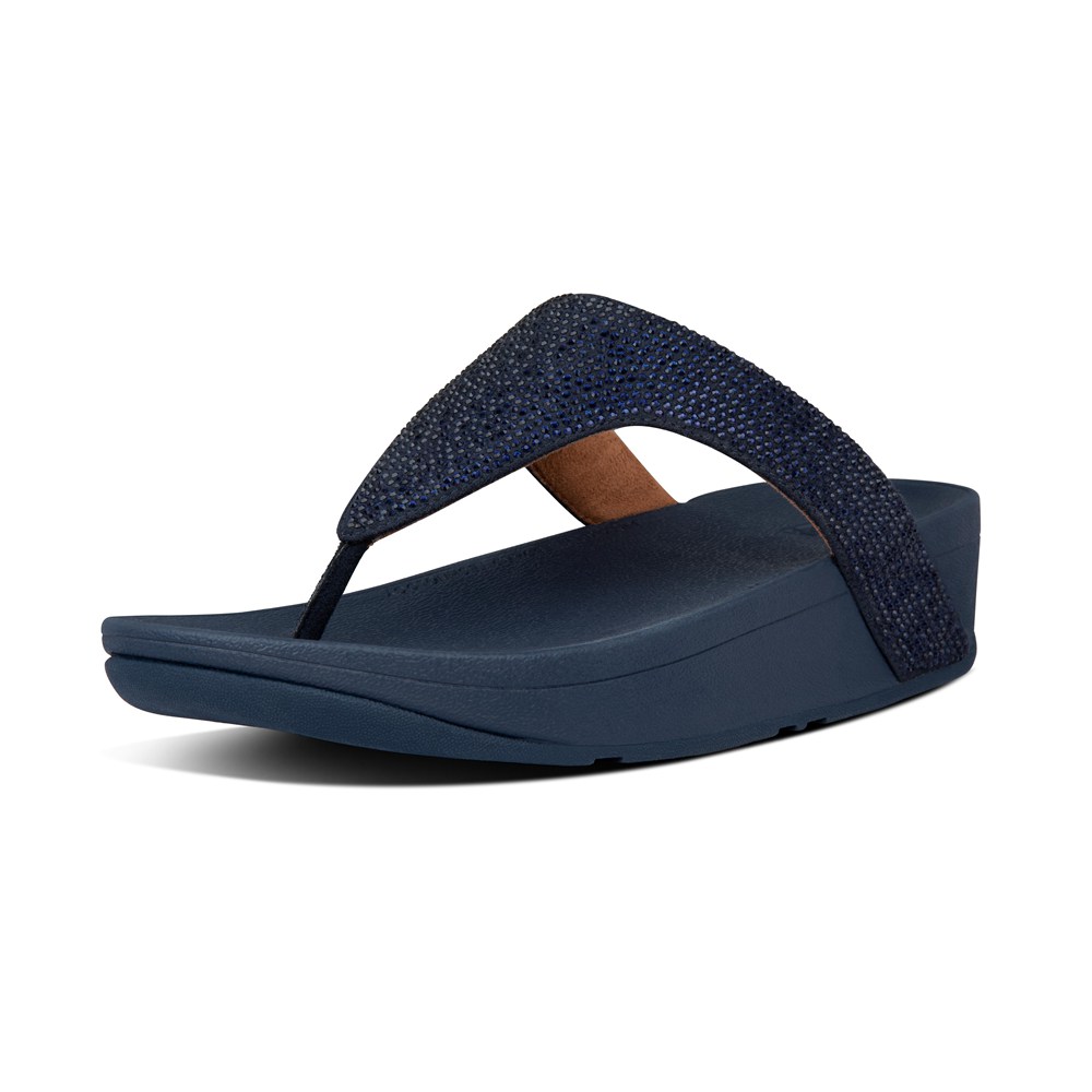 Fitflop Womens Sandals Navy - Lottie Shimmercrystal Toe-post - FU3160794